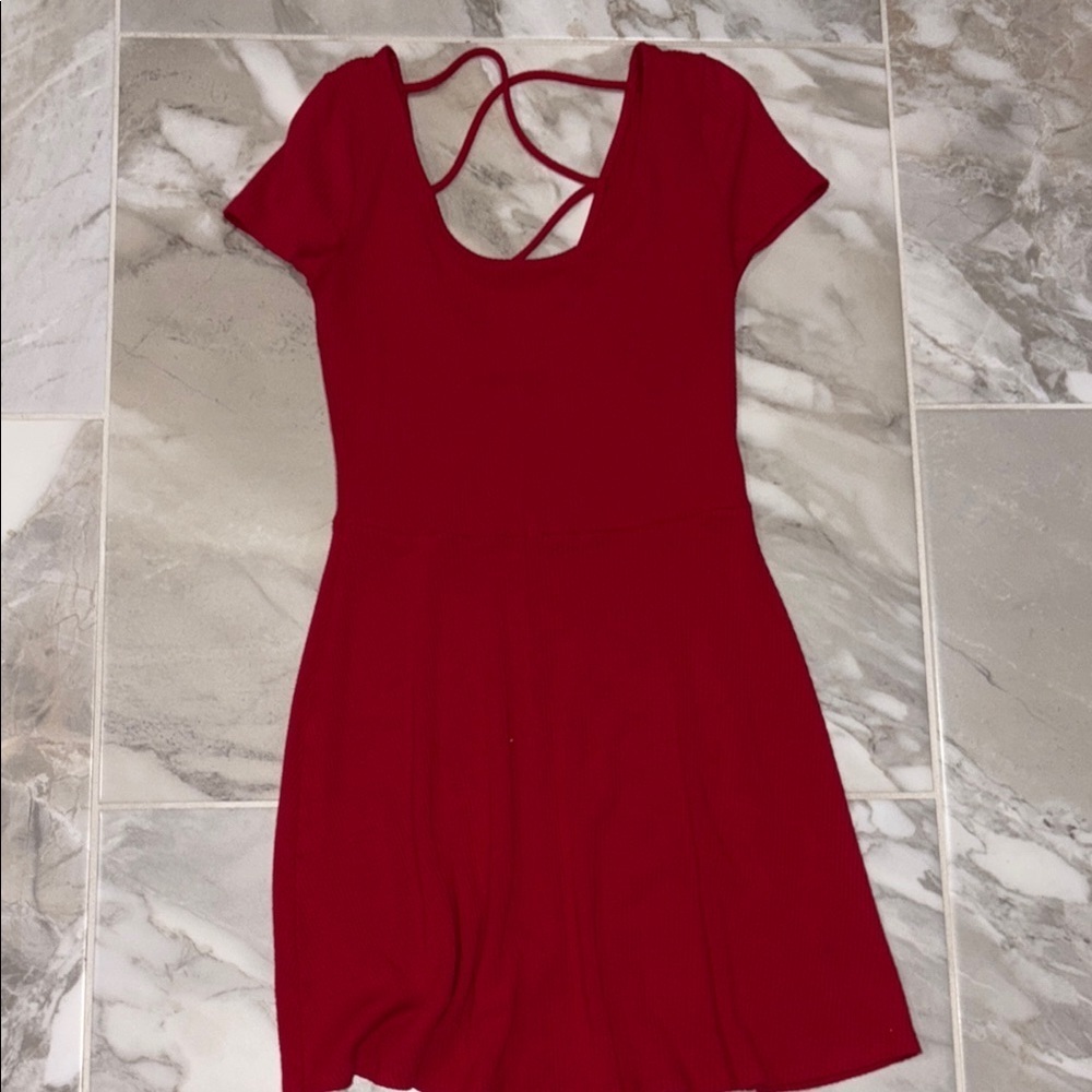 Hollister Red Fit and Flare Backless Dress